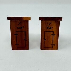 Vintage Wooden Ma and Pa Outhouse Souvenir Salt and Pepper Shakers